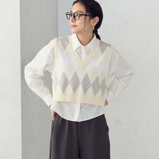 アーガイルＶネックベスト
