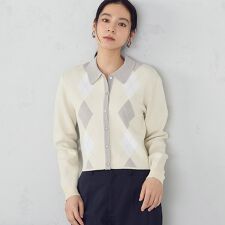アーガイル襟付きカーディガン