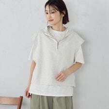 【セットアイテム】裏毛フーディーベスト＋Ｔシャツ/セットアップ対応