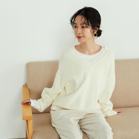 ｖネックニットプルオーバー ロングｔシャツレイヤード コムサイズム Comme Ca Ism 52 36kr71 0 ファッション通販 マルイウェブチャネル