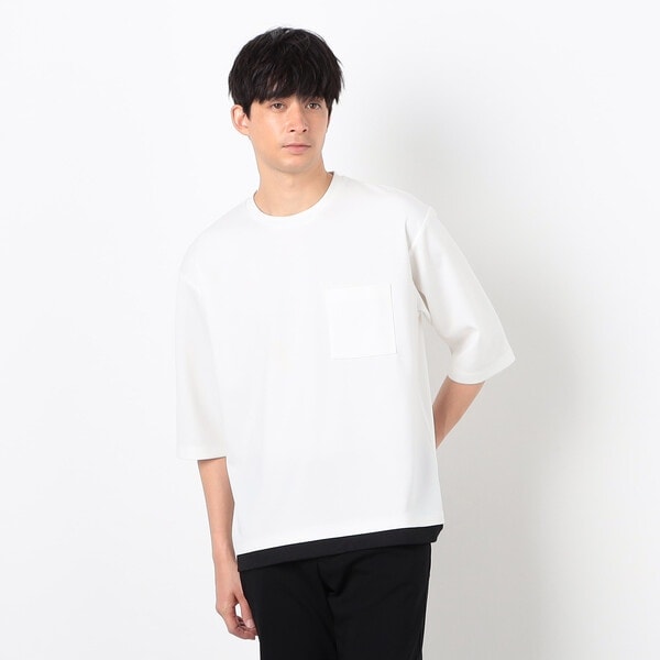 レイヤードライクTシャツ セール】 ボーダー柄 フェイクレイヤード Tシャツ （Tシャツ