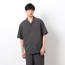 【セットアップ対応】リネンライク ポリエステル オープンカラーシャツ