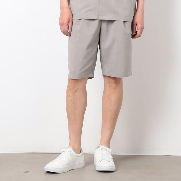 【セットアップ対応】リネンライク ポリエステル ショートパンツ