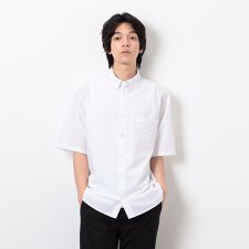 【セットアップ対応】シアサッカー 半袖釦ダウンシャツ