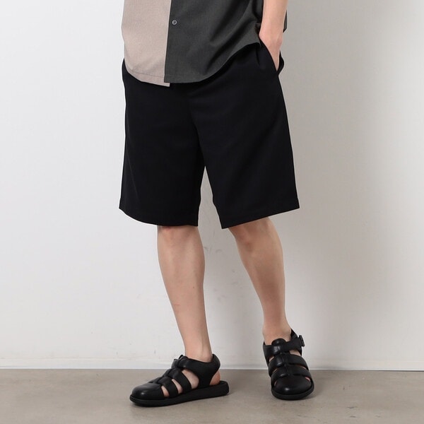 AD2020 レイヤードワイドフレアショーツ ハーフパンツ ウール 黒 レイヤードフレアパンツ レディース 黒 ワイドパンツ モード系