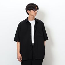 【セットアップ対応】ポリエステル 楊柳 ５分袖シャツ