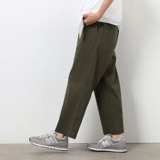 【スマートベーシックパンツ】ストレッチツイル ワイド テーパード パンツ