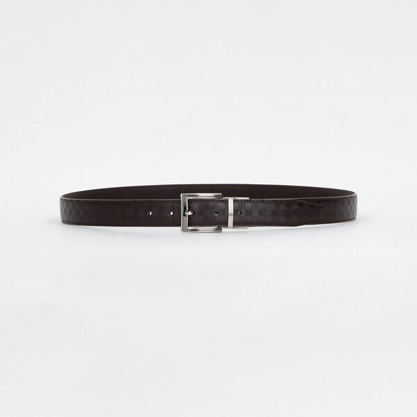 【リバーシブル】市松大柄×サフィアーノ型押し ベルト