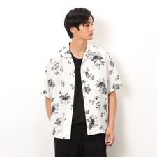 フラワープリント オープンカラー 半袖シャツ