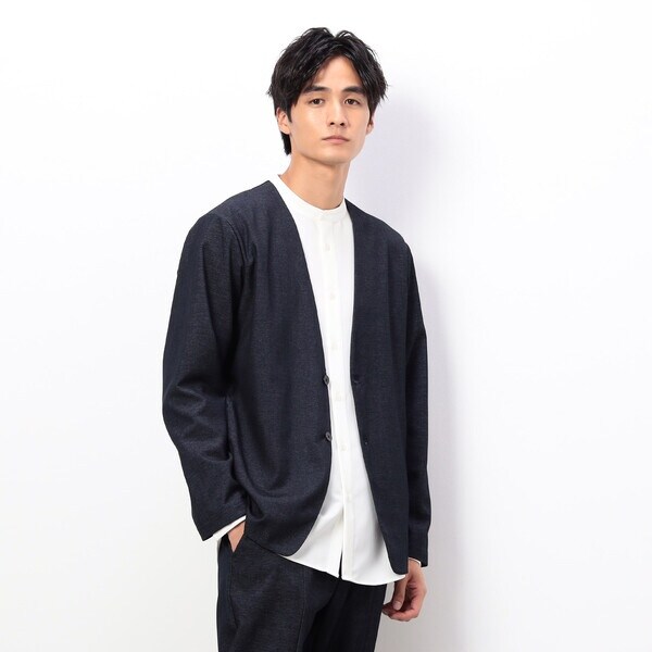 美品✨コムサイズム　トラベルスーツ　デニムライク　ストレッチ　L セール】 ストレッチ デニムライクスーツ （セットアップ