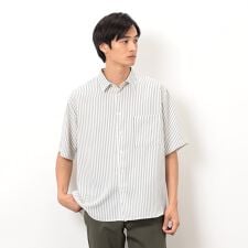 ストライププリント ショートポイントカラー 半袖シャツ
