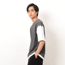 ケーブル柄 ベスト フェイクレイヤード Ｔシャツ