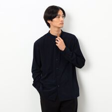 トリコットコーデュロイ バンドカラー シャツ