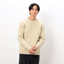 ワッフルクルーネックニット