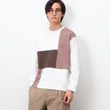 ストレッチポンチ×ワッフル ブロッキング 長袖Ｔシャツ