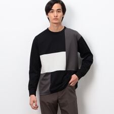 ストレッチポンチ×ワッフル ブロッキング 長袖Ｔシャツ