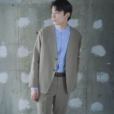 【セットアップ対応】ウールライク  ノーカラージャケット