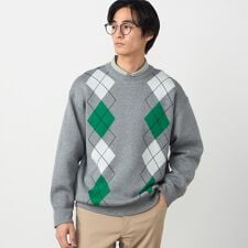アーガイル柄 クルーネックプルオーバー
