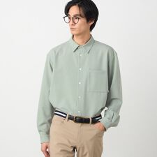 ウールライクストレッチツイル ショートポイントカラーシャツ