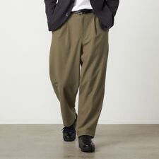 【セットアップ対応】EVALET  ポリエステル ブッチャー ワンタック ワイドテーパードパンツ