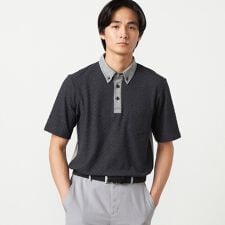 【吸水速乾】市松ジャカード ポロシャツ