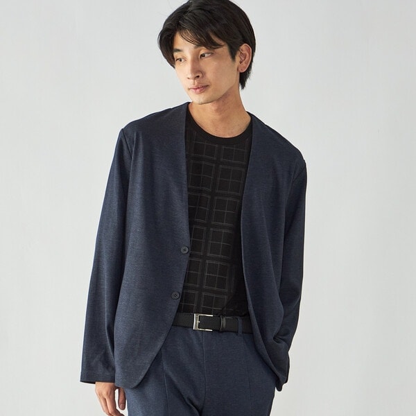 デニムライク ストレッチ ノーカラージャケット | コムサイズム(COMME