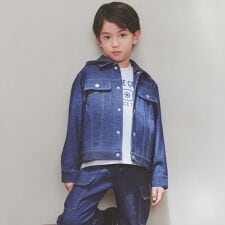 デニムライクストレッチ フード付き ブルゾン