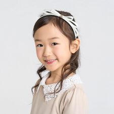 メタル パーツ付き サテン リボン カチューシャ