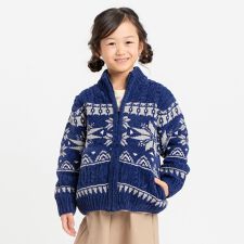 【雑誌掲載商品】雪柄 モールニット ジップアップ ブルゾン