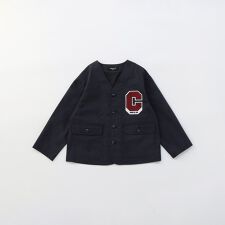 ワッペン付き ノーカラージャケット