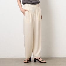 【美しいベーシックパンツ】麻調ワイドパンツ