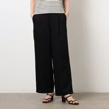 【美しいベーシックパンツ】麻調ワイドパンツ