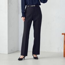 【美しいベーシックパンツ】ポリエステルストレッチ セミフレアパンツ