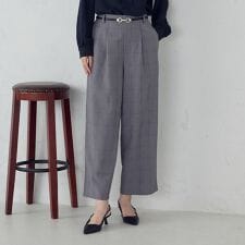 【美しいベーシックパンツ】ポリエステルレーヨンストレッチ　ワイドパンツ
