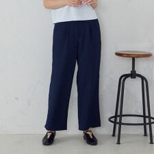 【美しいベーシックパンツ】麻調 ワイドパンツ