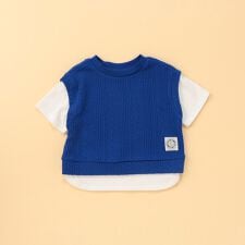 ケーブルジャカード フェイクレイヤード 半袖Tシャツ (ベビーサイズ)