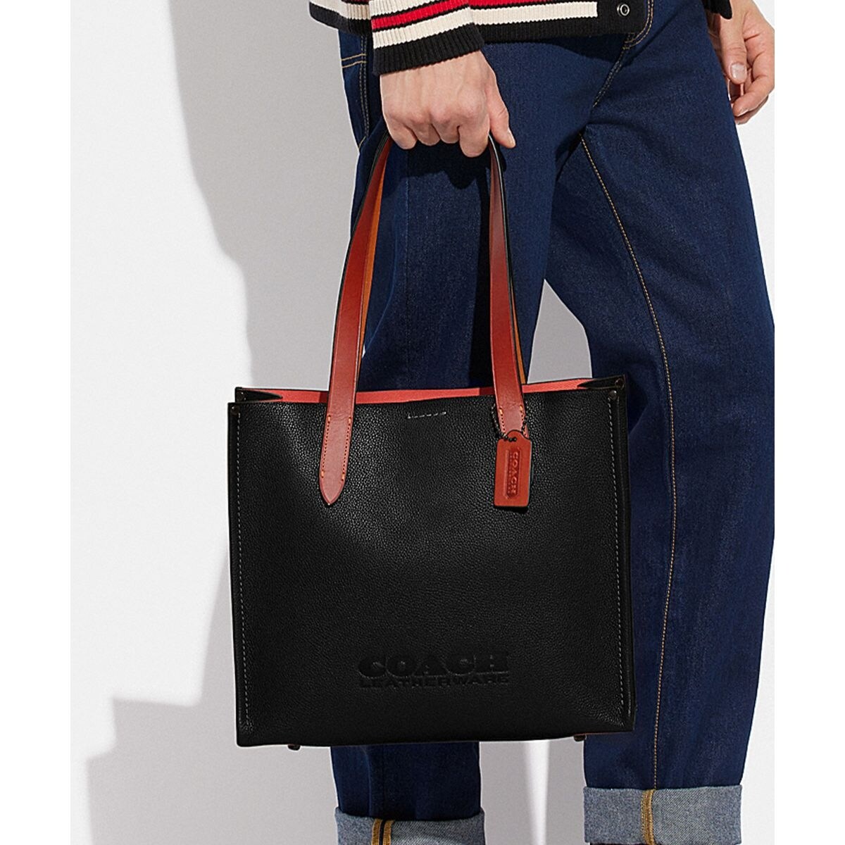 近年モデル COACH コーチ レザー リレー トートバッグ 黒 CH757-