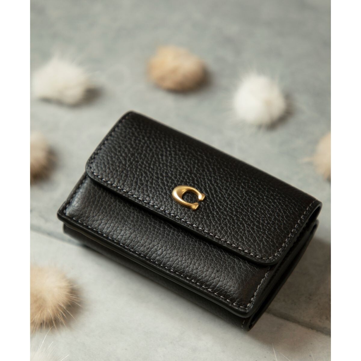 極美品 コーチ ミニ トライフォールド ウォレット三つ折り財布 CM437 黒 COACH コーチ 三つ折り財布 MN TRI WLLT CM437 レディース ミニ