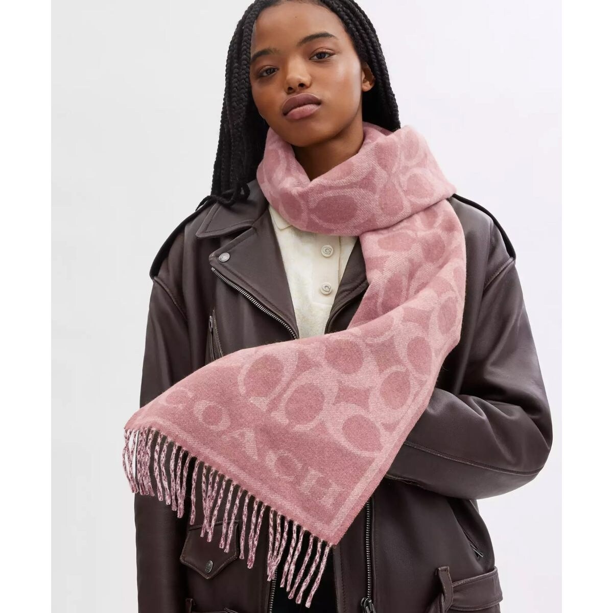 coach 大判マフラー ピンク ウール97% カシミヤ3% coach 大判マフラー ピンク ウール97% カシミヤ3% coach 大判