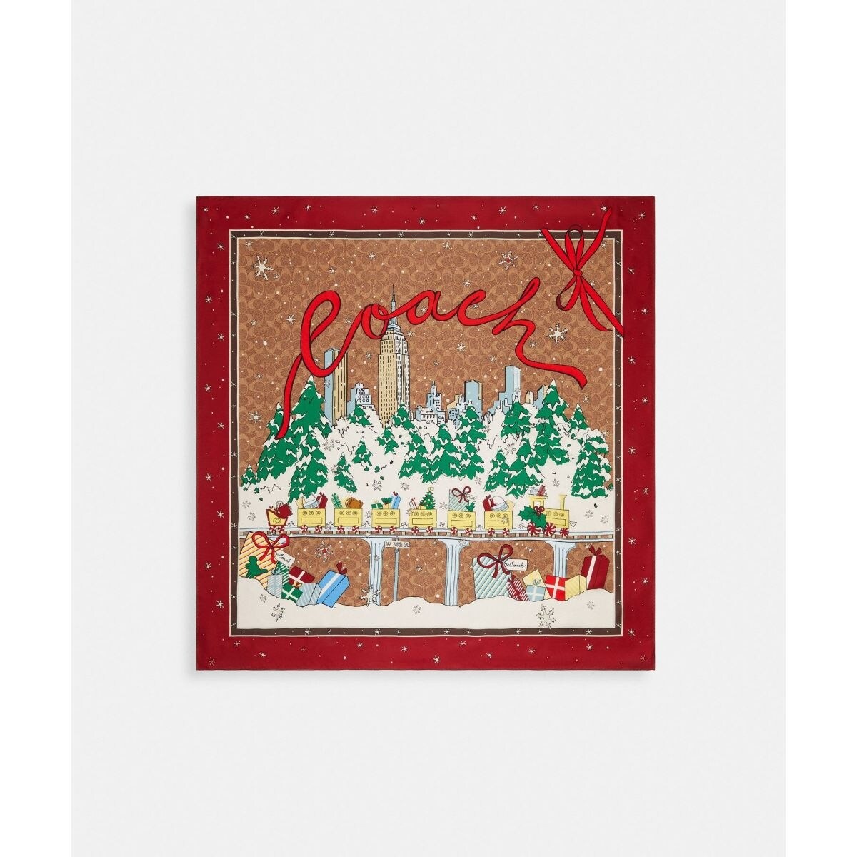 新作★【COACH】シグネチャー シルク スクエア スカーフ シグネチャー セントラル パーク プリント シルク スクエア