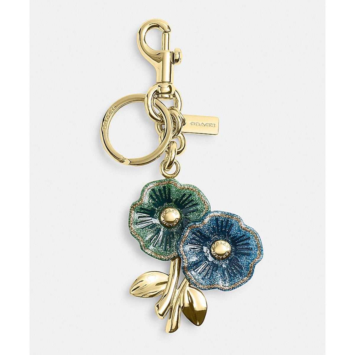 5000円　未使用　COACH　花のバッグチャーム、キーチャーム　ウィロー　フローラル COACH】コーチ スムースレザー ワイルドフラワー フローラル 花