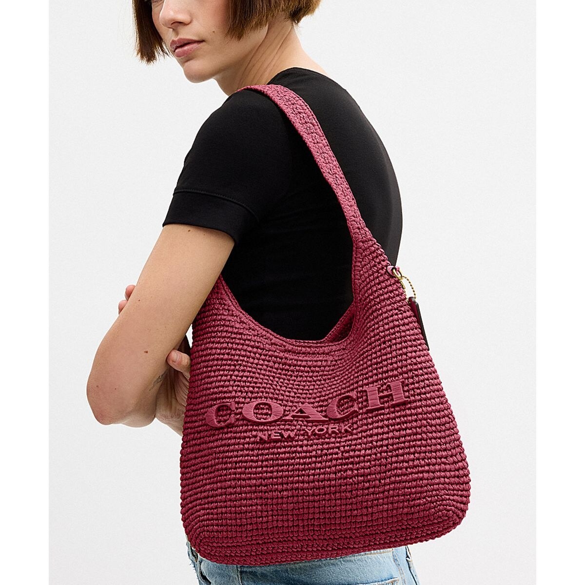 【COACH】コーチ　カゴバッグ　ティーローズ　トートバッグ　ラフィア COACH コーチ ティーローズ ラフィア かごバッグ トート 公式】COACH