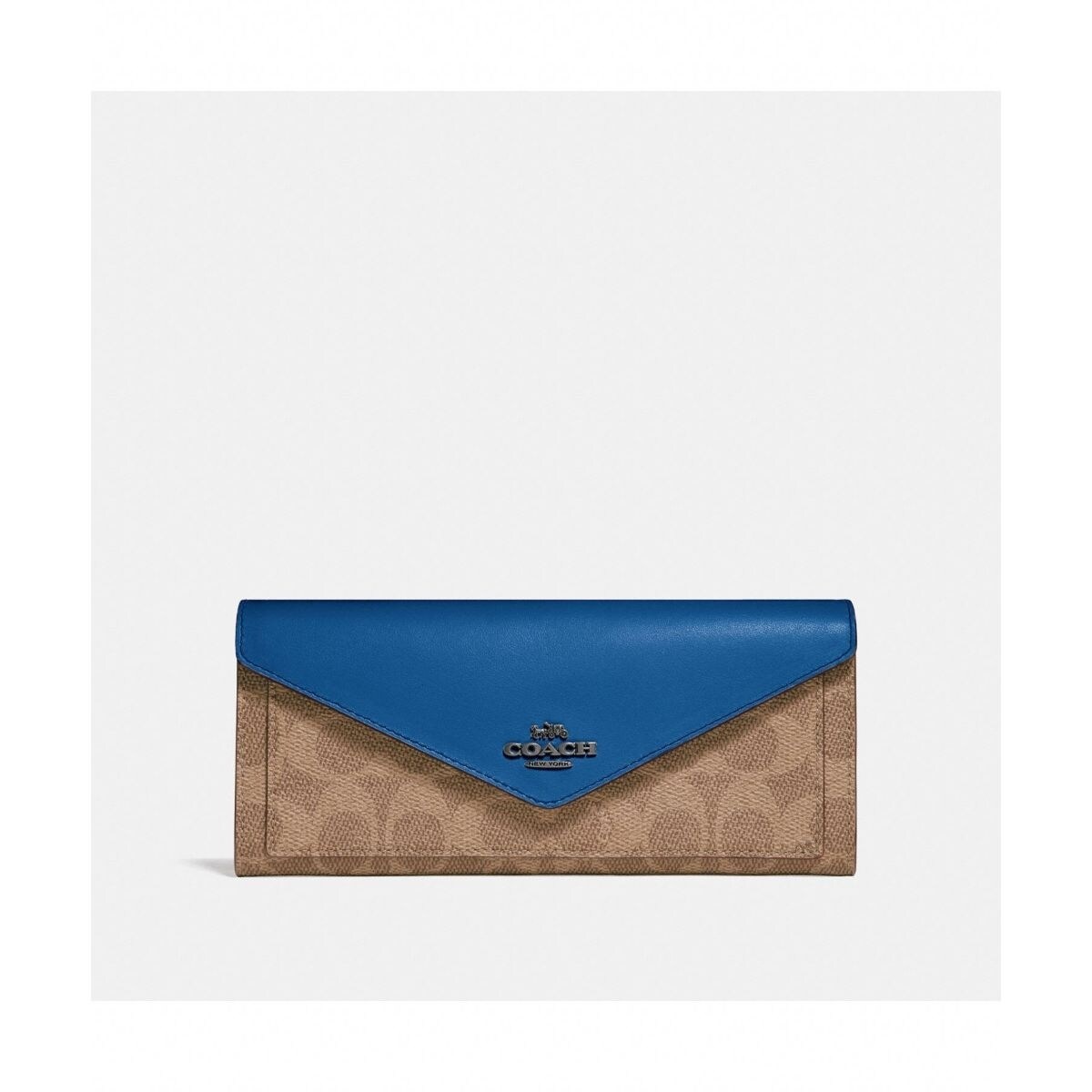 ＊美品COACH ウィンソフトウォレット カラーブロック ブルー×グレー系 COACH（コーチ） COACH CZ145 ビルフォールド ウォレット カラー