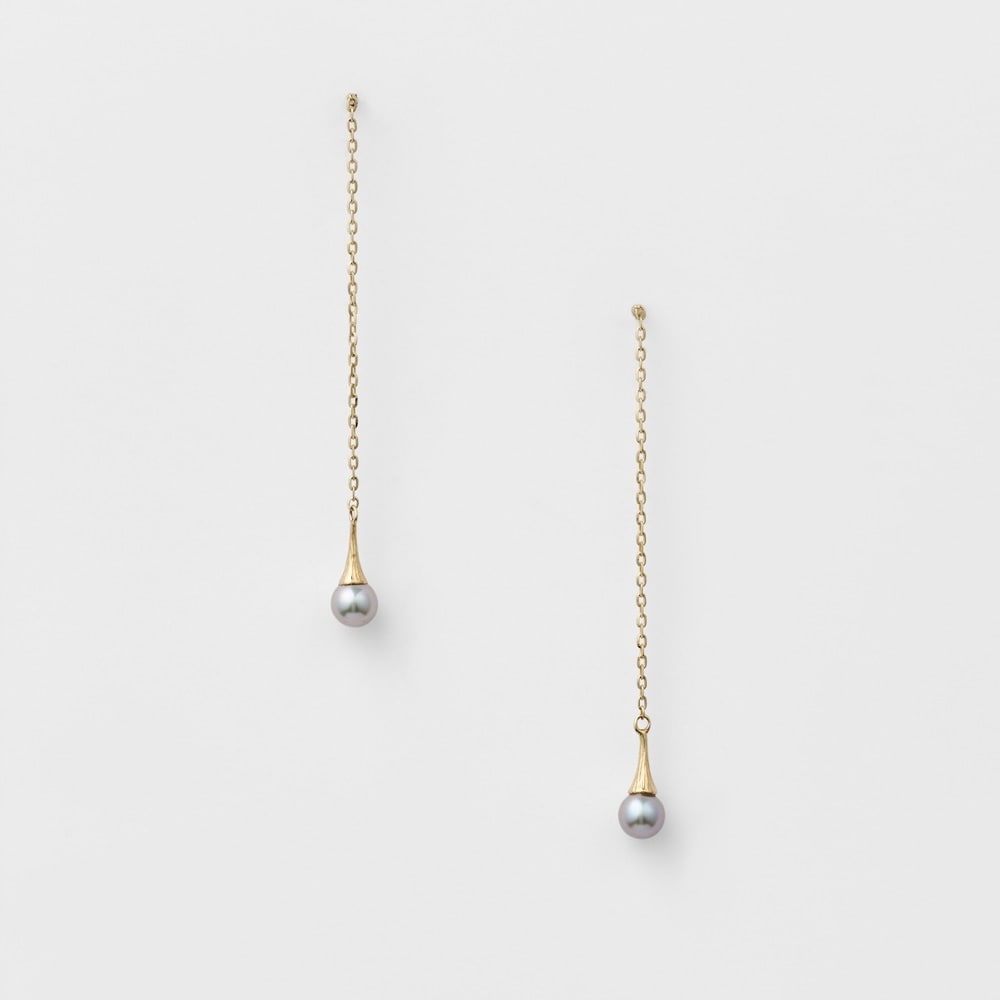 SIENA ROSE】スリーダイヤを添えた18金パールピアス｜SANPO
