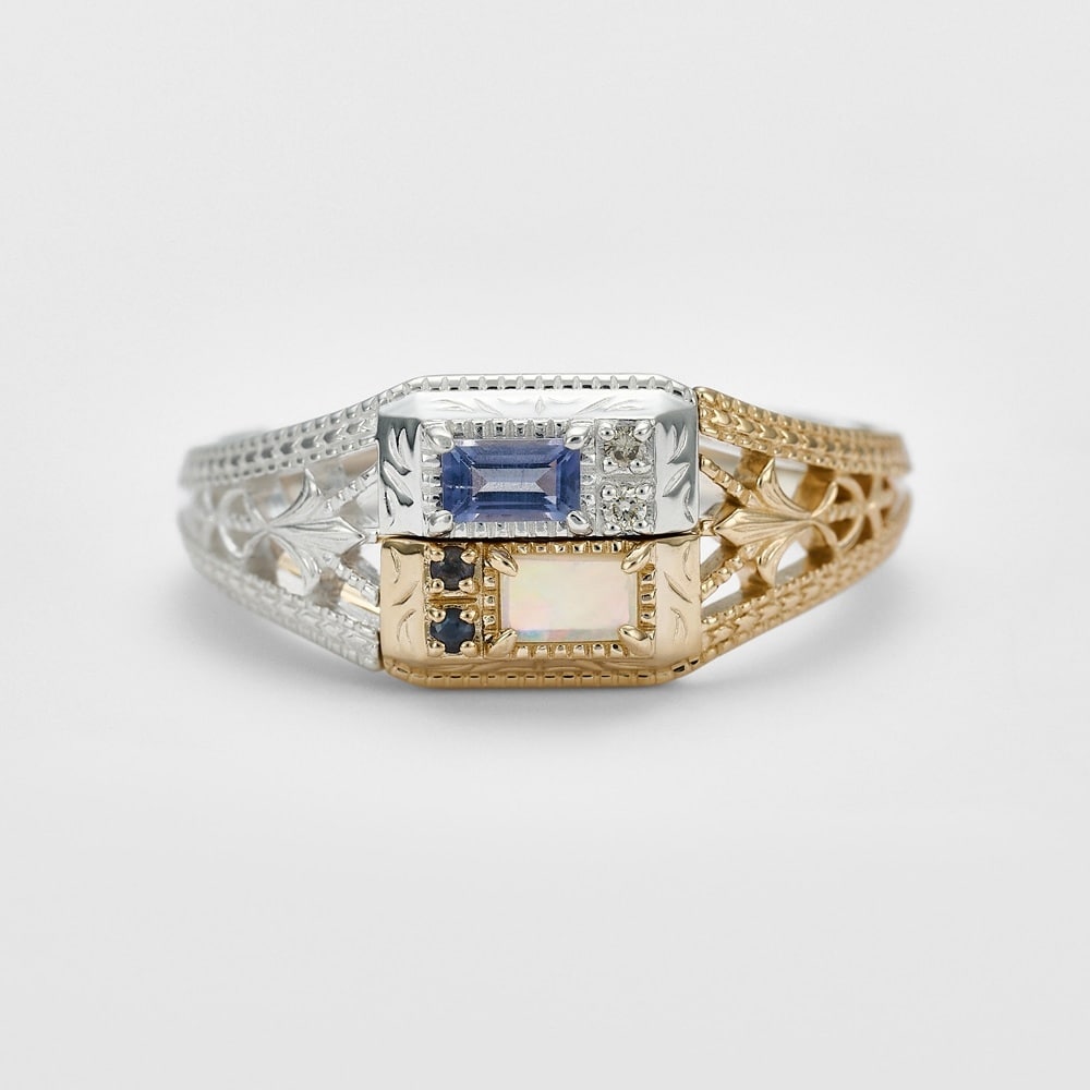 新品 K10サファイア／クォーツ／シェルリング 11号 K10サファイア