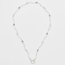 シルバーアクアマリン／淡水パールネックレス