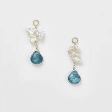 K10アクアマリン／淡水パールピアスチャーム