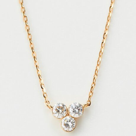 agete アガット ダイヤモンド パヴェ ネックレス K18YG なにげなく 0.04ct