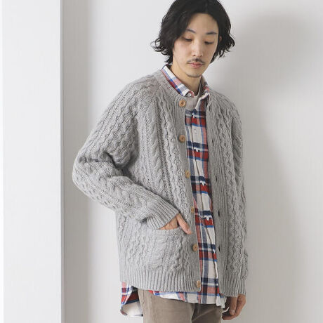 BEAMS LIGHTS ／ モンゴルウール アラン カーディガン 