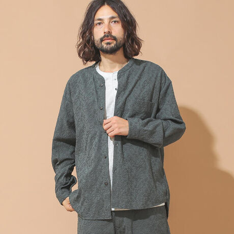 BEAMS LIGHTS ／ フラワーエンブロイド バンドカラー 